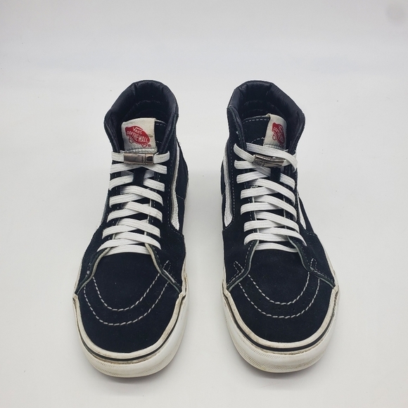 Vans Shoes Mens 5 Womens 6.5 Sk8 Hi Skateboarding Sneakers Black Suede Lace Up - Picture 13 of 14